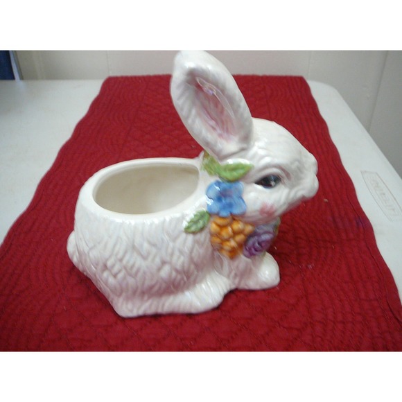 Vtg Heritage Pottery limited edition ceramic bunny planter Lusterware - Picture 2 of 7